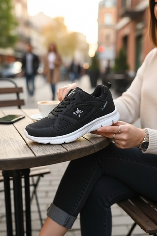 Enoch Ortopedik Yüksek Darbe Emicili Ultra Hafif Erkek Sneaker Siyah - Beyaz