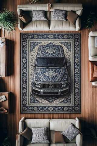 Mercedes G63 Araba Desenli Halı Dijital Baskı Yıkanabilir Kaymaz Taban Leke Tutmaz Çok Renkli3