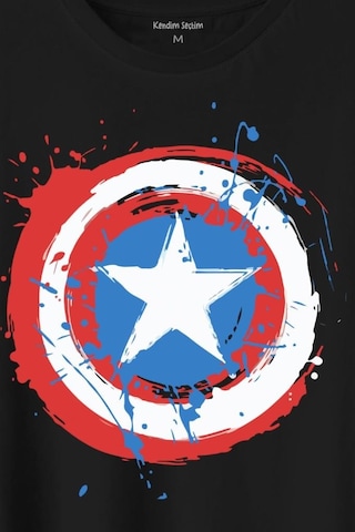Captain America Kaptan Amerika Kalkan Logo Baskılı Tişört Unisex T-shirt 001
