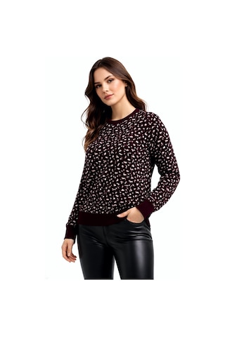 Gürkan Kadın Leopar Desen Triko Kazak Bgl-st05287 Bordo