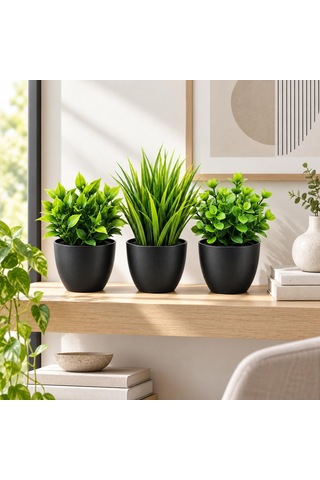 Arvale 3 Lü Yapay Bitki Saksı Seti