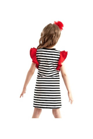 Denokids Lmg Uğurlu Kız Çocuk Çizgili Elbise Siyah