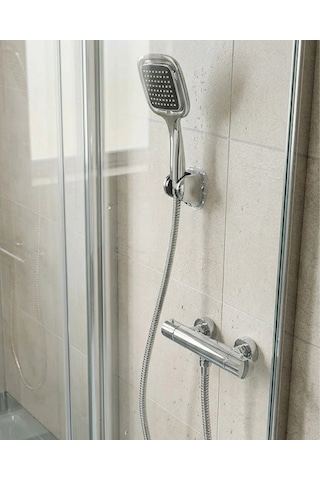 Siyah Duş Başlığı Seti Spiral Hortumlu El Duşu Ve Duvar Askısı Banyo Seti Gri