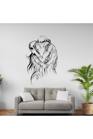 Romantik Yatak Odası Tabloları Öpüşen Çift Temalı Metal Tablo