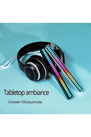Fastbuy Siyah Şarj Edilebilir Akıllı Led Oyun Odası Dekorasyonu, Bar Renkli Ses Ritmi Işıklı, Usb İle Çalışan Işık Barı