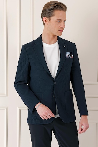 Comfort Fit Torba Cep Şeritli Dokuma Pamuk Casual Lacivert Ceket C 670 Lacivert