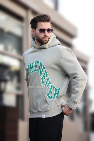 Madmext Çağla Yeşili Kapüşonlu Baskılı Cep Detaylı Erkek Sweatshirt E7065 Çağla Yeşili