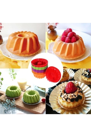 6 Adet Mini Silikon Kek Pasta Kalıbı Muffin Cupcake Renkli Kalıplar Çok Renkli