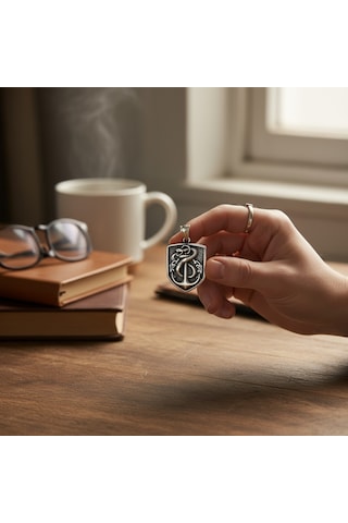 Yılanlı Denizci Çelik Kolye Ucu Gri