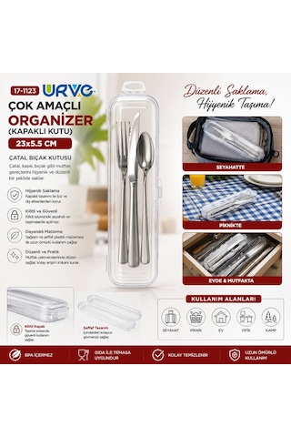 Urve Ur-3579 Şeffaf Plastik Kapaklı Çatal Bıçak Kutusu 23x5.5 Cm- 12'li Paket