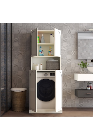 Lyon Çamaşır Makinesi Dolabı V101 - Krem Krem