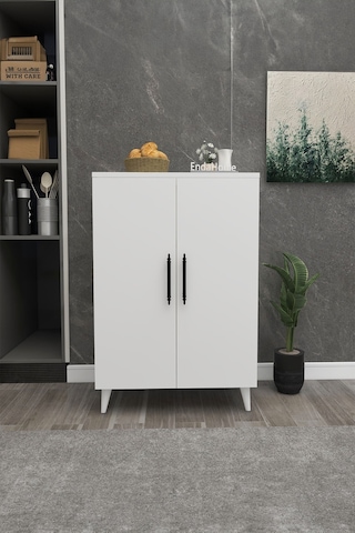 Pegasus 3 Raflı 2 Kapaklı Çok Amaçlı Dolap Mutfak Banyo Balkon Erzak Killer Dolabı - Beyaz