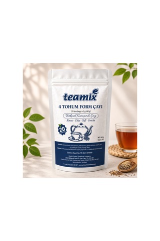 4 Tohum Form Çayı Kinoa Chia Teff Grecka Bitkisel Karışımlı Çay 20 Süzen Doypack Ambalaj