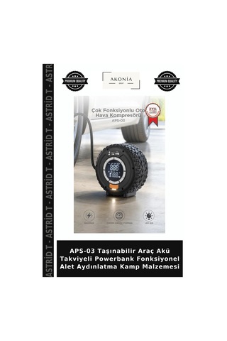 Aps-03 Taşınabilir Araç Akü Takviyeli Powerbank Fonksiyonel Alet Aydınlatma Kamp Malzemesi