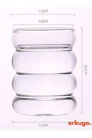 2 Adet Borosilikat Sunum Bardağı, Kahve Bardağı, Isı Dayanıklı Meşrubat Bardağı 350 Ml Bubblecup Şeffaf