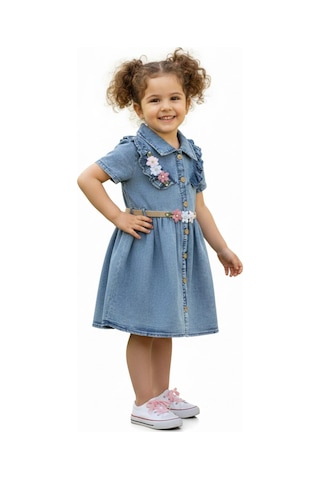 Kız Çocuk Kot Elbise Bgl-st05203 Mavi
