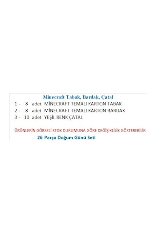 Minecraft Tabak, Bardak, Çatal