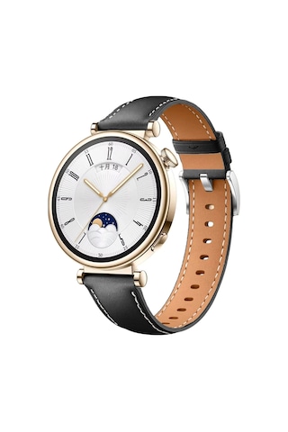 Huawei Watch Gt4 41mm İle Uyumlu Gümüş Metal Tokalı Deri Zarif Şık Kordon