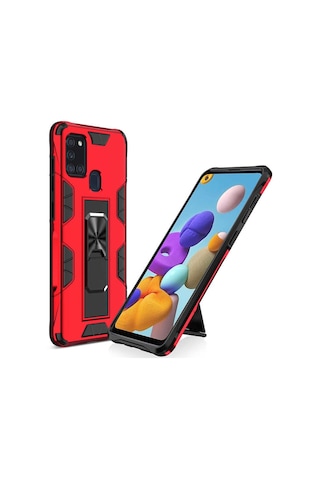 Samsung Uyumlu Galaxy A21S Kılıf Zore Volve Kapak-Kırmızı