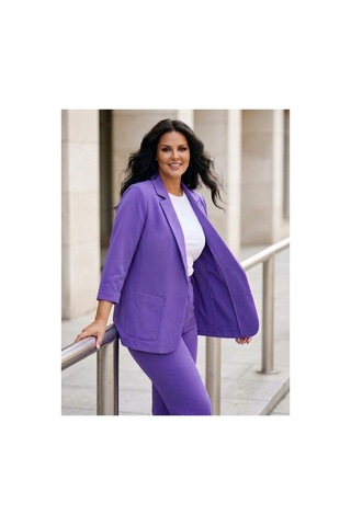 Hanezza Yeni Sarap Rengi Kadın Blazer Ceket Büyük Beden Takım Elbise Uyumlu Lila - 5553107 Lila