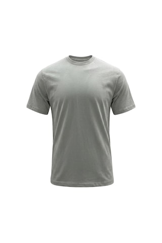 Uki Gri Bisiklet Yaka Basic T-shirt
