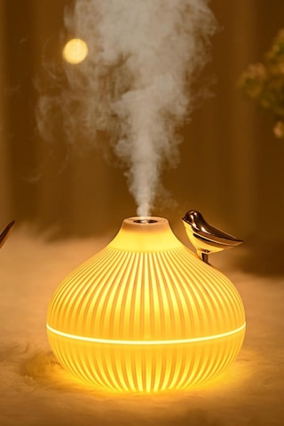 Exenar - Beyaz - Mini Hava Nemlendirici Buhar Makinesi Led Işık Tasarımlı Difüzör Gece Lambası Humidifier 300ml