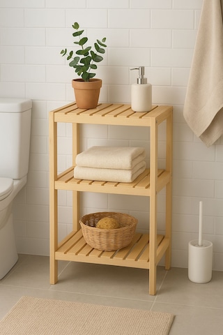 Çok Amaçlı 3 Katlı Ahşap Raf Ahşap - Beyaz