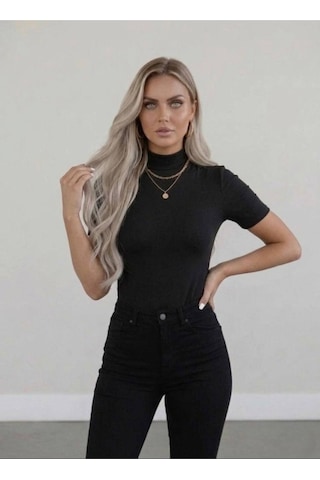 Hashtag Kadın Balıkçı Yaka Yarım Kol Body 4'lü Set Viskon Kumaş Gri, Antrasit, Siyah, Beyaz