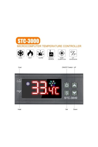 Novahub Stc-3000 Dijital Termoregülatör 24v Soğuk Isı Sensörü
