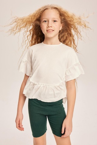 Luess Kız Çocuk Fırfırlı Bluz-beyaz Beyaz