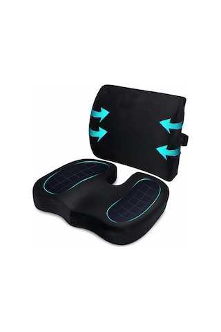 Hasby Ortopedik Visco Oto Araç Ofis Koltuk Oturma Minderi Sırt Minderi