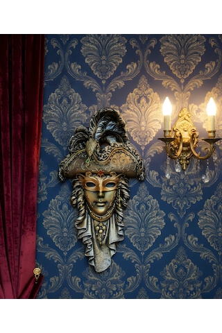 Korsan Maskeli Duvar Mask Kahve-bronz 30x18cm