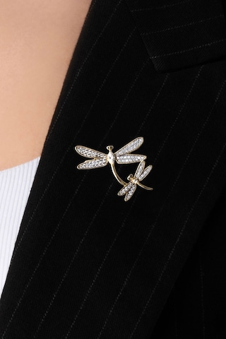 Yusufçuk 18 Ayar Sarı Altın Kaplama Gümüş Broş Sarı