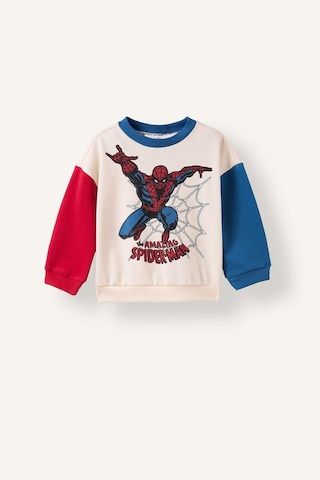 Defacto Marvel Spider-man Baskılı Renk Bloklu Oversize Sweatshirt Erkek Bebek I3542a526wner118 Ekru-er118
