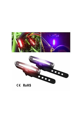 Rohs 3 Renk 168 Lümen Usb Şarjlı Polis Çakar Bisiklet Stop Siyah