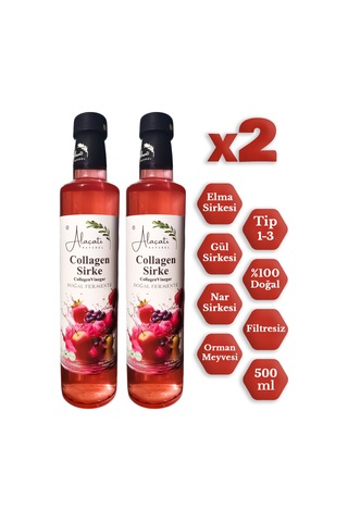 Collagen Kolajen Sirke Doğal Fermantasyon 500 Ml - Katkısız İçilebilir X2 Adet