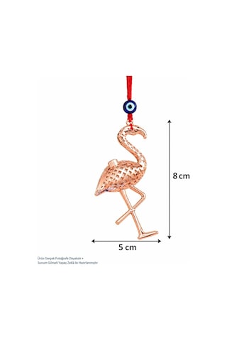 Yılbaşı Süsü Nazar Boncuklu Flamingo Yılbaşı Ağacı Süsü Rose Gold 8x5 Cm
