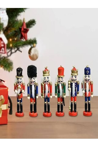 Mobgift Dekoratif Ahşap Kurşun Asker Biblo 6 Lı Set 13 Cm -