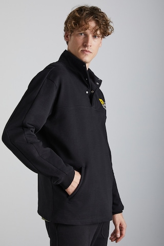 Grımelange Galıcıa Erkek Diagonel Kumaşlı Dik Yakalı Çıtçıt Kapamalı Baskılı Siyah Sweatshirt