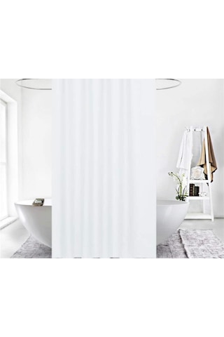 Zethome Jackline Banyo Duş Perdesi 0010 Beyaz Çift Kanat 2X120X20 Beyaz