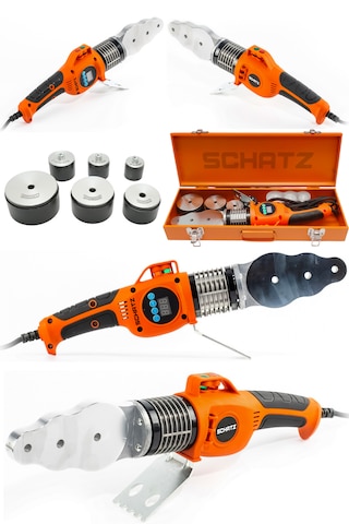 Schatz Profesyonel 1000 Watt Dijital Göstergeli Sjs Metal Şanzıman Pprc Pvc Boru Kaynak Makinesi Turuncu