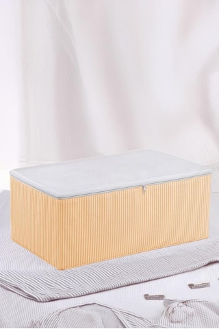 Turuncu Çizgili Medium Baza Çekyat Altı 3 Adet Hurç 50x30x20 Cm Turuncu