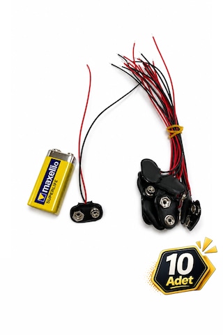 Pil Soketi 9v Pil Başlığı Bağlantı Kablosu Jack Battery Connector 10 Adet
