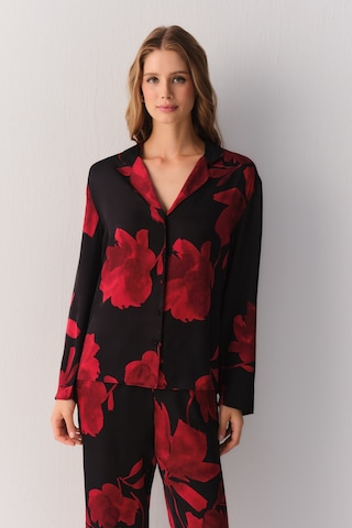Suwen Seductive Satin Gömlek St60116281021 Gül Desenli
