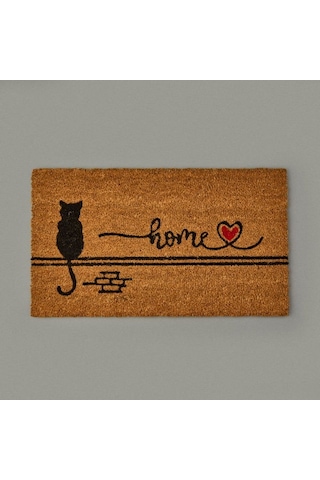 Giz Home Duvardaki Kedi Kapı Önü Paspası - Bej - 35x60 Cm Bej