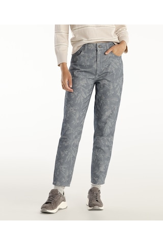 Yargıcı Normal Bel Düz Kalıp Denim Pantolon Mavi Desenli Mavi