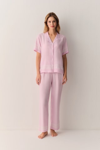 Suwen Cute Gömlek Yaka Pijama Takımı Sh26501660b334 Pembe