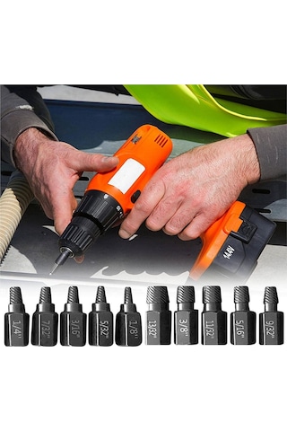 Xurunkeji Yükseltme Vida Çıkarma Seti, 10 Adet 3.2-10.3mm Ağır Hizmet Tipi Altıgen Başlı Vida Çıkarma Seti Pas Hasarlı Cıvatalar İçin 8x5x3cm