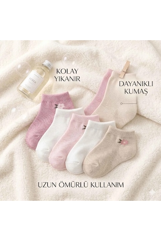 Womanandkids Wak Bebek Ve Kız Çocuk Pamuklu Patik Çorap 5 Li Set %88 Pamuk, İnce Burun Dikişli, Yumuşak Ve Raha Çok Renkli 5li