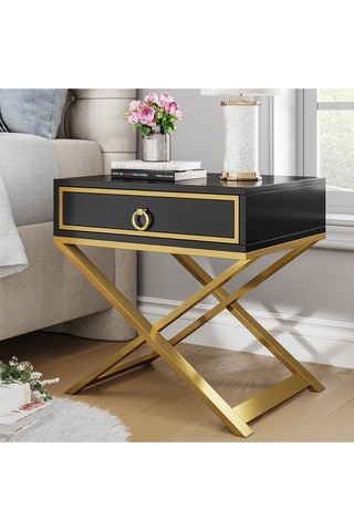 Jasmin Gold Metal Siyah Komodin